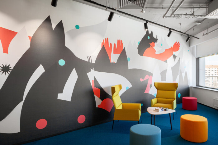 墙绘、涂鸦打造办公室的艺术修养，缤客办公室设计装修 